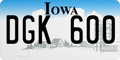 IA license plate DGK600