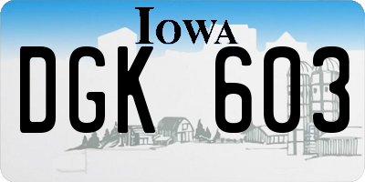 IA license plate DGK603