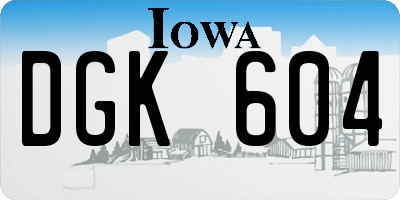 IA license plate DGK604