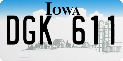 IA license plate DGK611