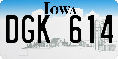 IA license plate DGK614