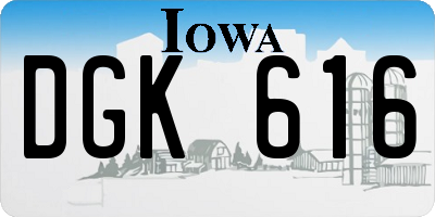 IA license plate DGK616
