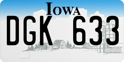 IA license plate DGK633