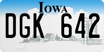 IA license plate DGK642