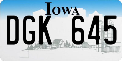 IA license plate DGK645
