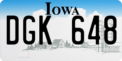 IA license plate DGK648