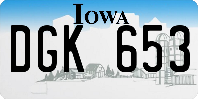 IA license plate DGK653