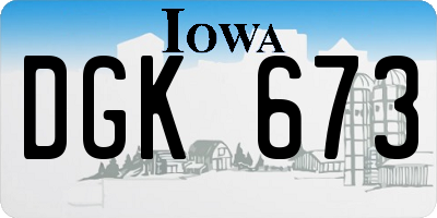 IA license plate DGK673