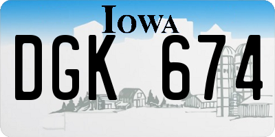 IA license plate DGK674