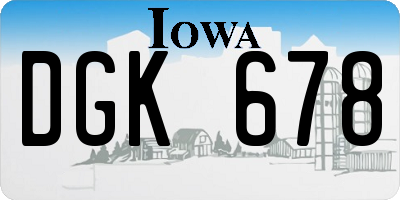 IA license plate DGK678
