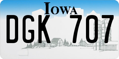 IA license plate DGK707