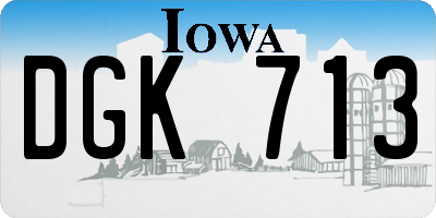 IA license plate DGK713