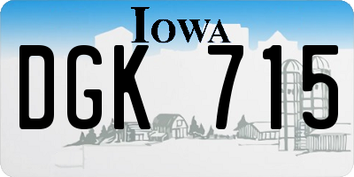 IA license plate DGK715