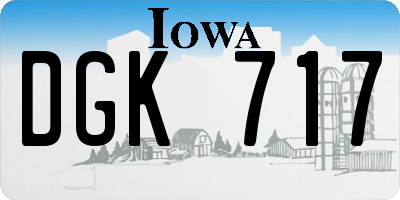IA license plate DGK717