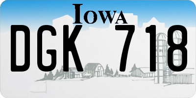 IA license plate DGK718