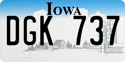 IA license plate DGK737