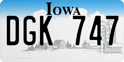 IA license plate DGK747