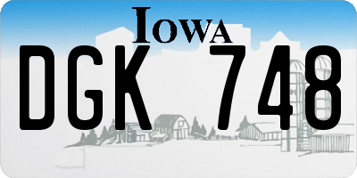 IA license plate DGK748