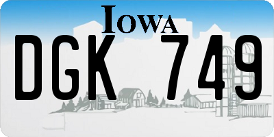 IA license plate DGK749