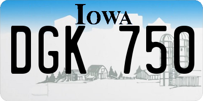 IA license plate DGK750