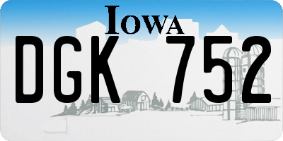 IA license plate DGK752