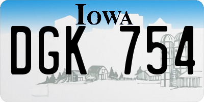 IA license plate DGK754