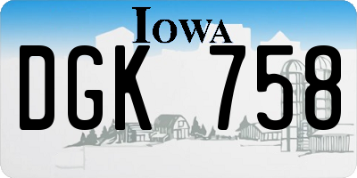 IA license plate DGK758