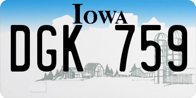 IA license plate DGK759