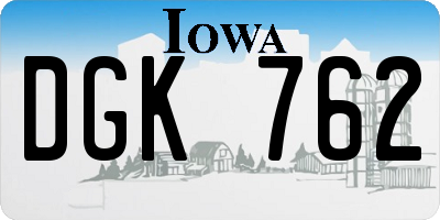 IA license plate DGK762