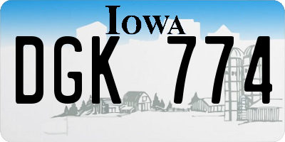 IA license plate DGK774