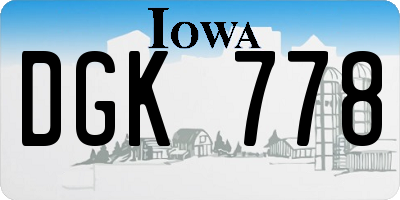 IA license plate DGK778