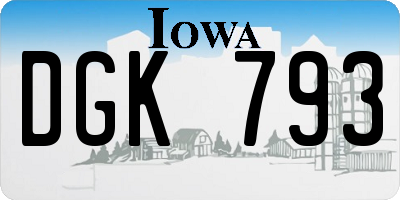 IA license plate DGK793