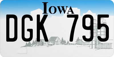 IA license plate DGK795