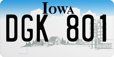 IA license plate DGK801