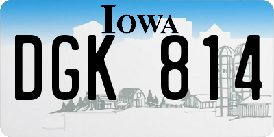 IA license plate DGK814