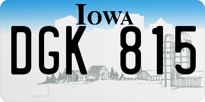 IA license plate DGK815