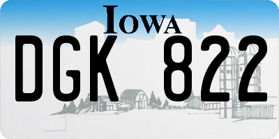 IA license plate DGK822