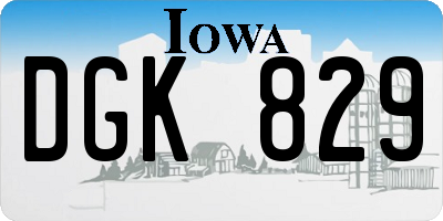IA license plate DGK829