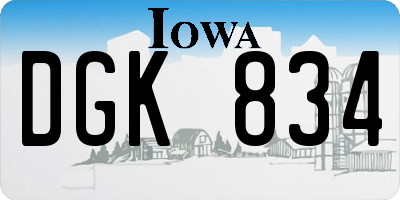 IA license plate DGK834