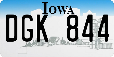 IA license plate DGK844