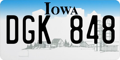 IA license plate DGK848