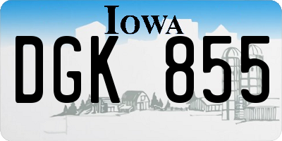 IA license plate DGK855