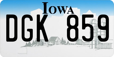 IA license plate DGK859
