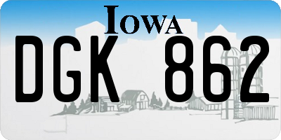 IA license plate DGK862