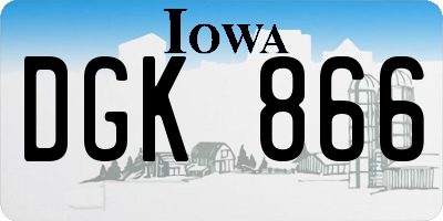IA license plate DGK866