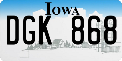 IA license plate DGK868