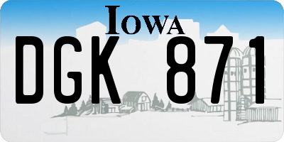 IA license plate DGK871