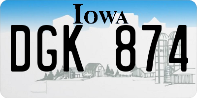 IA license plate DGK874