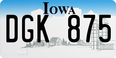 IA license plate DGK875