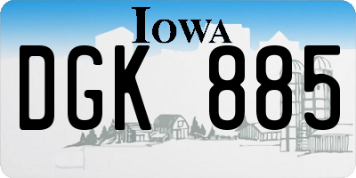 IA license plate DGK885